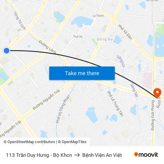 113 Trần Duy Hưng - Bộ Khcn to Bệnh Viện An Việt map