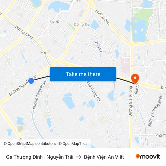 Ga Thượng Đình - Nguyễn Trãi to Bệnh Viện An Việt map