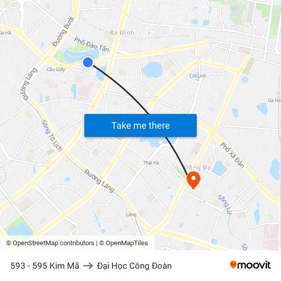 593 - 595 Kim Mã to Đại Học Công Đoàn map