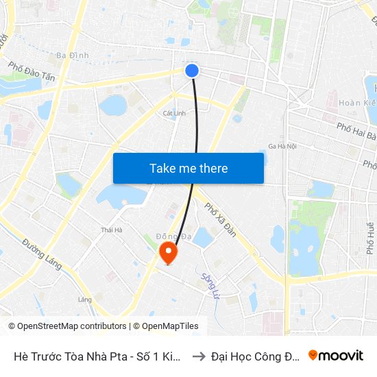 Hè Trước Tòa Nhà Pta - Số 1 Kim Mã to Đại Học Công Đoàn map