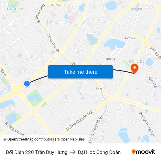 Đối Diện 220 Trần Duy Hưng to Đại Học Công Đoàn map