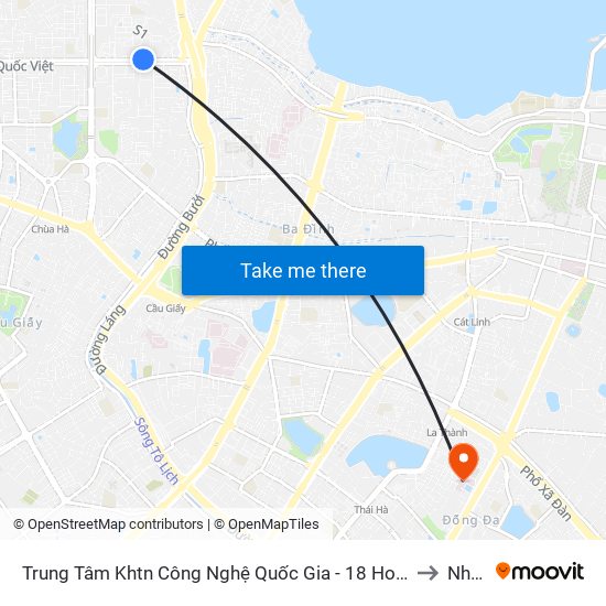 Trung Tâm Khtn Công Nghệ Quốc Gia - 18 Hoàng Quốc Việt to Nhà D map