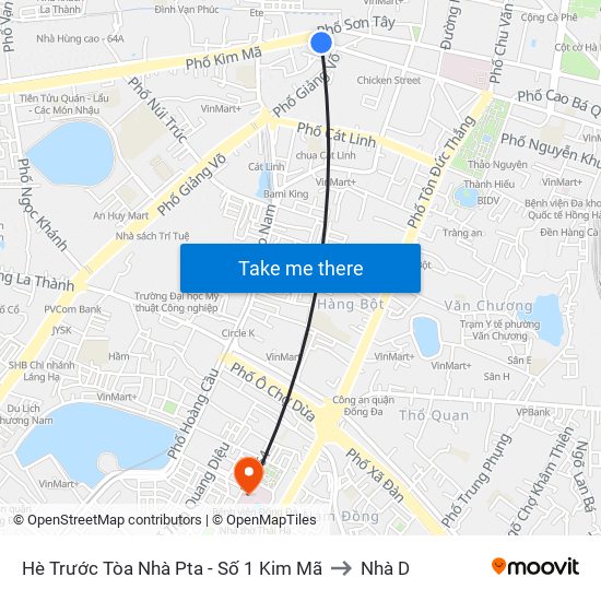 Hè Trước Tòa Nhà Pta - Số 1 Kim Mã to Nhà D map