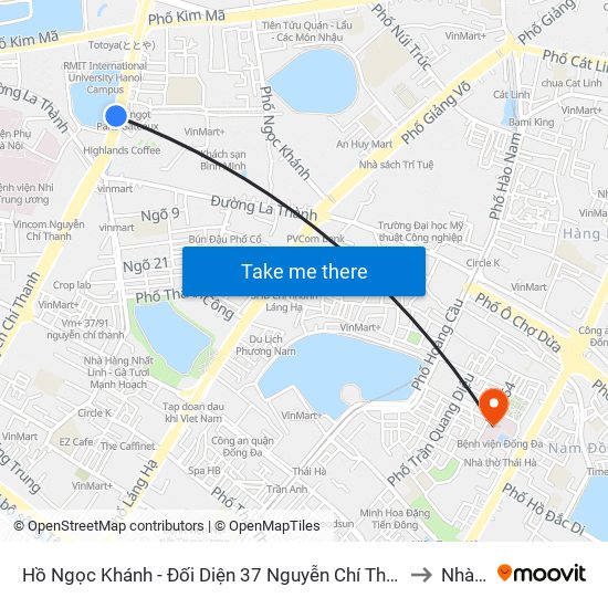 Hồ Ngọc Khánh - Đối Diện 37 Nguyễn Chí Thanh to Nhà D map