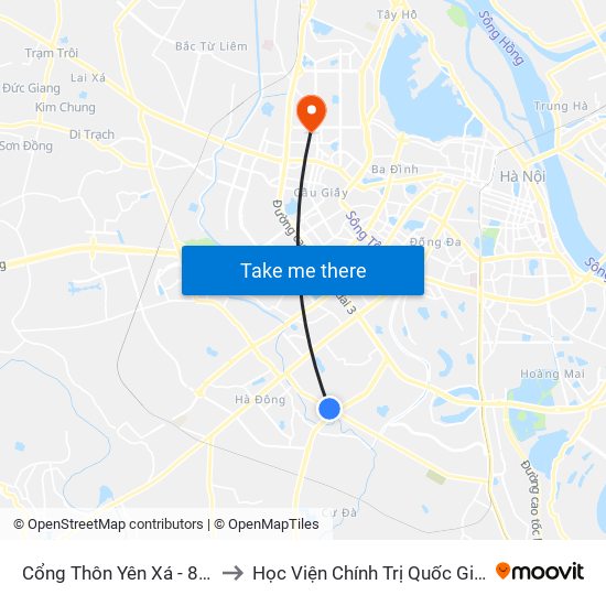 Cổng Thôn Yên Xá - 89 Cầu Bươu to Học Viện Chính Trị Quốc Gia Hồ Chí Minh map