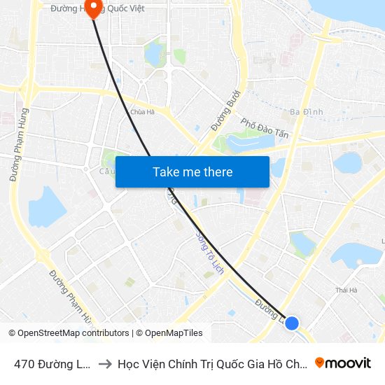 470 Đường Láng to Học Viện Chính Trị Quốc Gia Hồ Chí Minh map