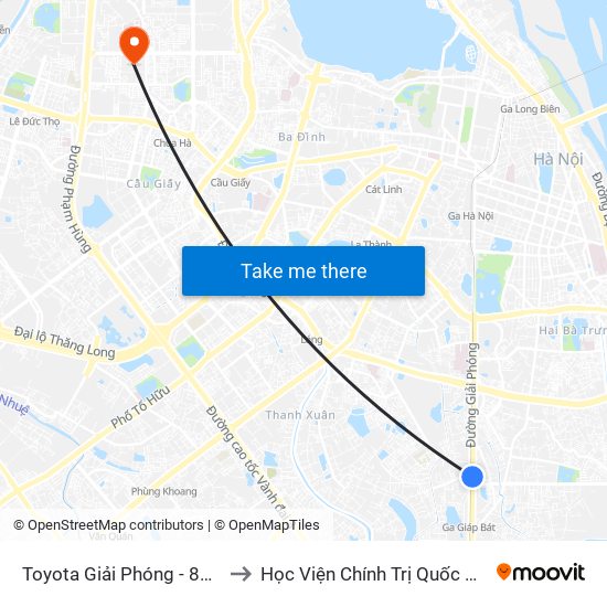 Toyota Giải Phóng - 807 Giải Phóng to Học Viện Chính Trị Quốc Gia Hồ Chí Minh map