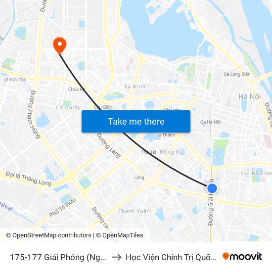 175-177 Giải Phóng (Ngã 3 Lê Thanh Nghị) to Học Viện Chính Trị Quốc Gia Hồ Chí Minh map