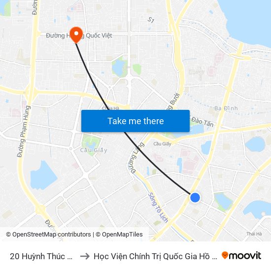 20 Huỳnh Thúc Kháng to Học Viện Chính Trị Quốc Gia Hồ Chí Minh map