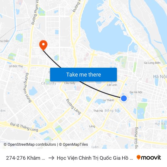 274-276 Khâm Thiên to Học Viện Chính Trị Quốc Gia Hồ Chí Minh map