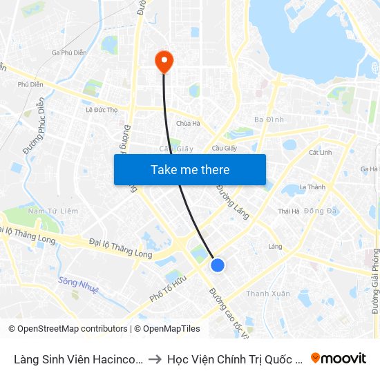 Làng Sinh Viên Hacinco - Nguyễn Tuân to Học Viện Chính Trị Quốc Gia Hồ Chí Minh map