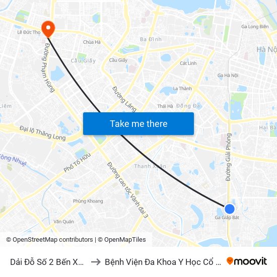 Dải Đỗ Số 2 Bến Xe Giáp Bát to Bệnh Viện Đa Khoa Y Học Cổ Truyền Hà Nội map