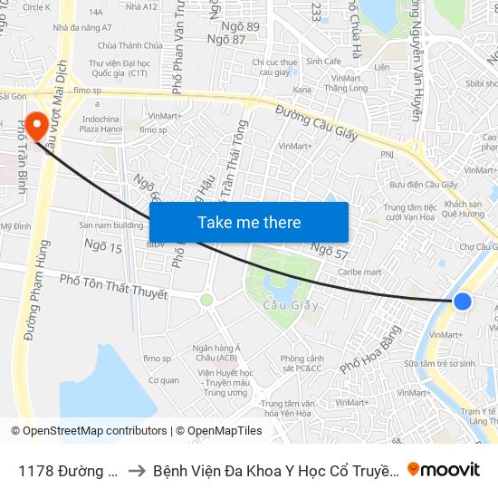 1178 Đường Láng to Bệnh Viện Đa Khoa Y Học Cổ Truyền Hà Nội map