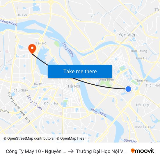 Công Ty May 10 - Nguyễn Văn Linh to Trường Đại Học Nội Vụ Hà Nội map