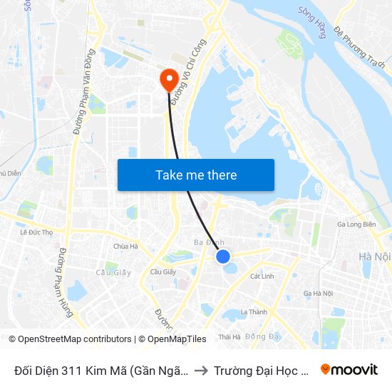 Đối Diện 311 Kim Mã (Gần Ngã 4 Kim Mã - Vạn Bảo) to Trường Đại Học Nội Vụ Hà Nội map
