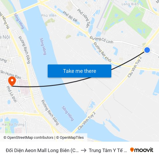 Đối Diện Aeon Mall Long Biên (Cột Điện T4a/2a-B Đường Cổ Linh) to Trung Tâm Y Tế Quận Hai Bà Trưng map