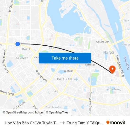 Học Viện Báo Chí Và Tuyên Truyền - 36 Xuân Thủy to Trung Tâm Y Tế Quận Hai Bà Trưng map