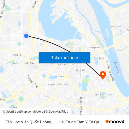Gần Học Viện Quốc Phòng - 91 Hoàng Quốc Việt to Trung Tâm Y Tế Quận Hai Bà Trưng map