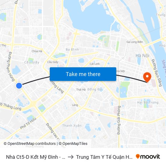 Nhà Ct5-D Kđt Mỹ Đình - Phạm Hùng to Trung Tâm Y Tế Quận Hai Bà Trưng map