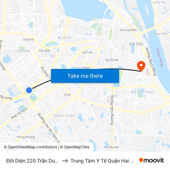 Đối Diện 220 Trần Duy Hưng to Trung Tâm Y Tế Quận Hai Bà Trưng map