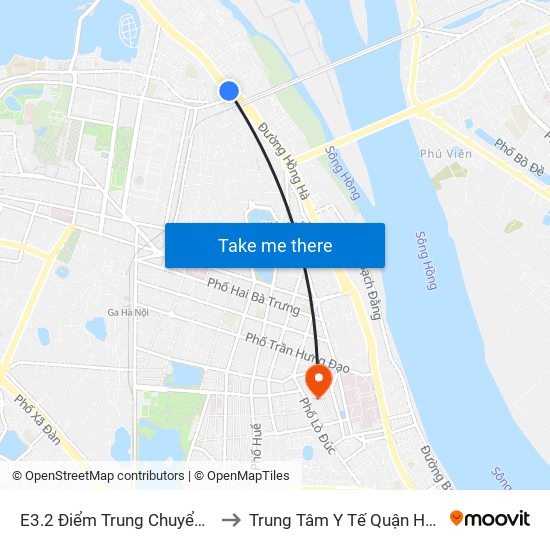 E3.2 Điểm Trung Chuyển Long Biên to Trung Tâm Y Tế Quận Hai Bà Trưng map