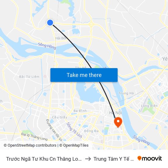 Trước Ngã Tư Khu Cn Thăng Long 100m (Chiều Nội Bài - Hà Nội) to Trung Tâm Y Tế Quận Hai Bà Trưng map