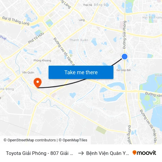 Toyota Giải Phóng - 807 Giải Phóng to Bệnh Viện Quân Y 103 map