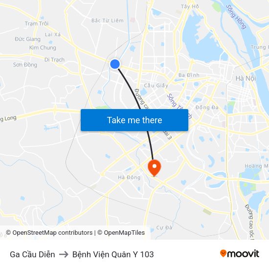 Ga Cầu Diễn to Bệnh Viện Quân Y 103 map