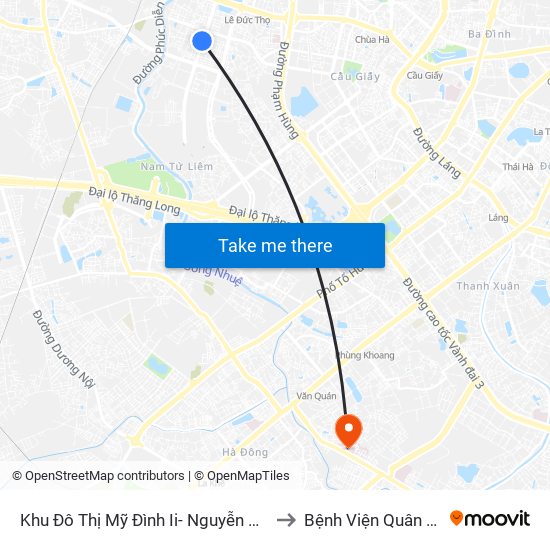 Khu Đô Thị Mỹ Đình Ii- Nguyễn Cơ Thạch to Bệnh Viện Quân Y 103 map