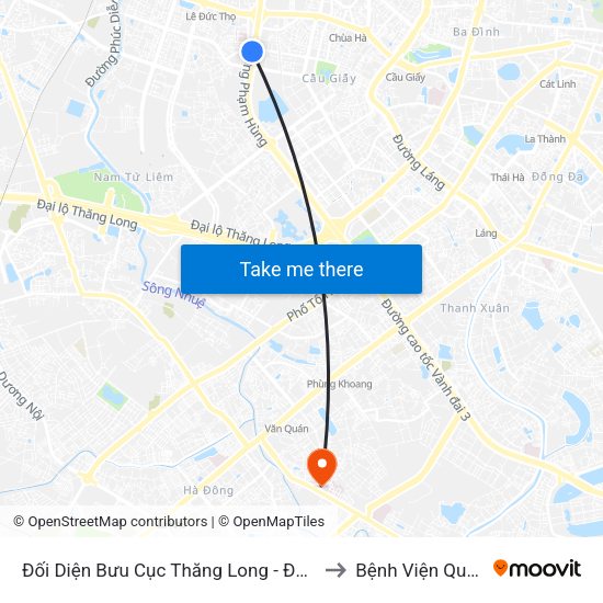 Đối Diện Bưu Cục Thăng Long - Đường Phạm Hùng to Bệnh Viện Quân Y 103 map