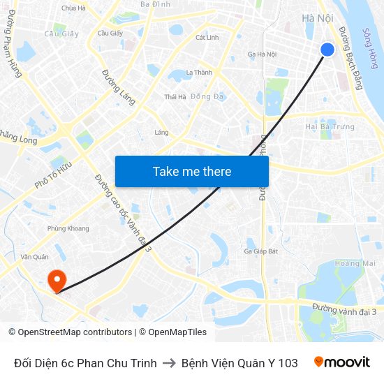 Đối Diện 6c Phan Chu Trinh to Bệnh Viện Quân Y 103 map