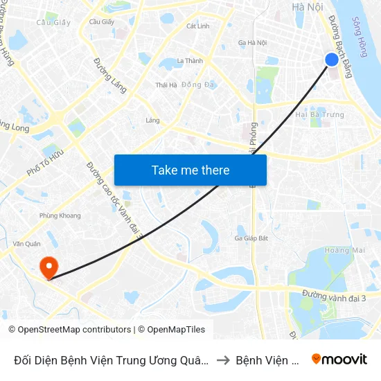 Đối Diện Bệnh Viện Trung Ương Quân Đội 108 - Trần Hưng Đạo to Bệnh Viện Quân Y 103 map