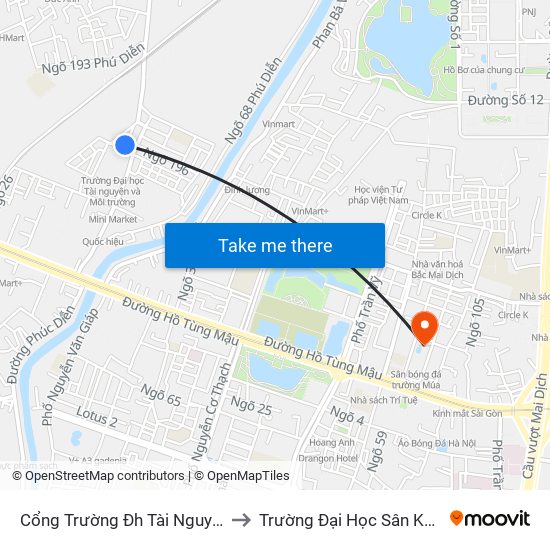 Cổng Trường Đh Tài Nguyên Môi Trường to Trường Đại Học Sân Khấu - Điện Ảnh map