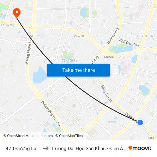 470 Đường Láng to Trường Đại Học Sân Khấu - Điện Ảnh map