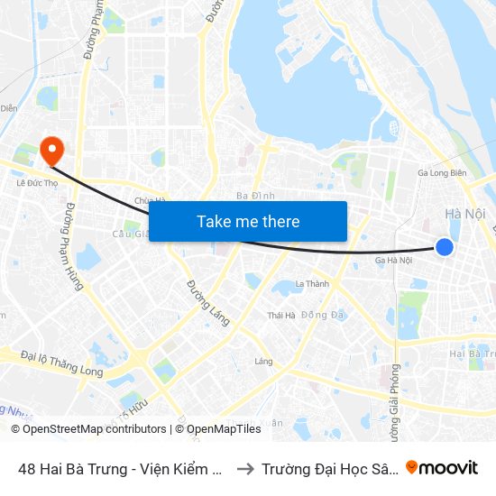 48 Hai Bà Trưng - Viện Kiểm Nghiệm Thuốc Trung Ương to Trường Đại Học Sân Khấu - Điện Ảnh map