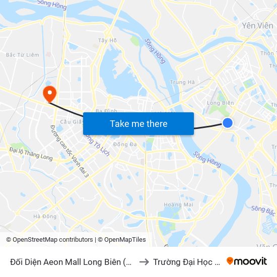 Đối Diện Aeon Mall Long Biên (Cột Điện T4a/2a-B Đường Cổ Linh) to Trường Đại Học Sân Khấu - Điện Ảnh map