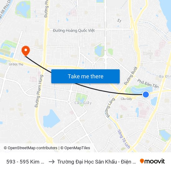 593 - 595 Kim Mã to Trường Đại Học Sân Khấu - Điện Ảnh map