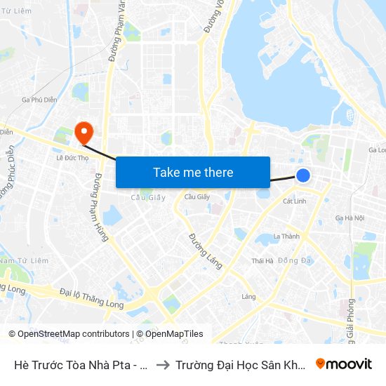 Hè Trước Tòa Nhà Pta - Số 1 Kim Mã to Trường Đại Học Sân Khấu - Điện Ảnh map