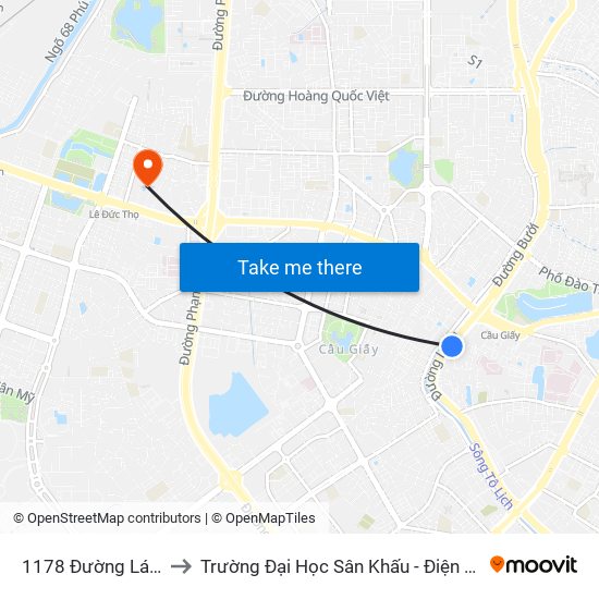 1178 Đường Láng to Trường Đại Học Sân Khấu - Điện Ảnh map