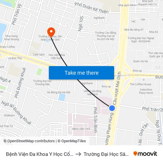 Bệnh Viện Đa Khoa Y Học Cổ Truyền - 6 Phạm Hùng to Trường Đại Học Sân Khấu - Điện Ảnh map