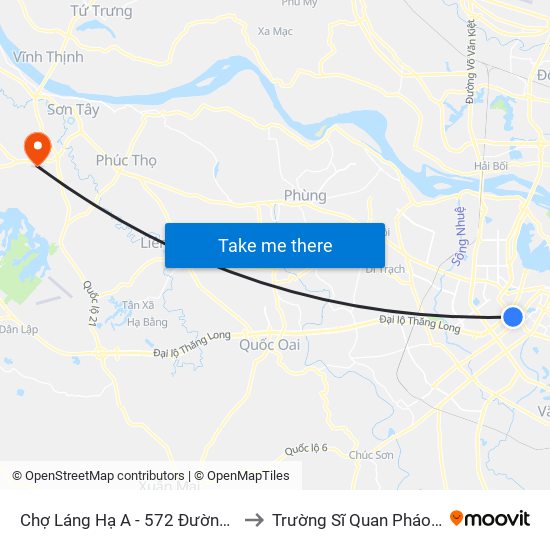 Chợ Láng Hạ A - 572 Đường Láng to Trường Sĩ Quan Pháo Binh map