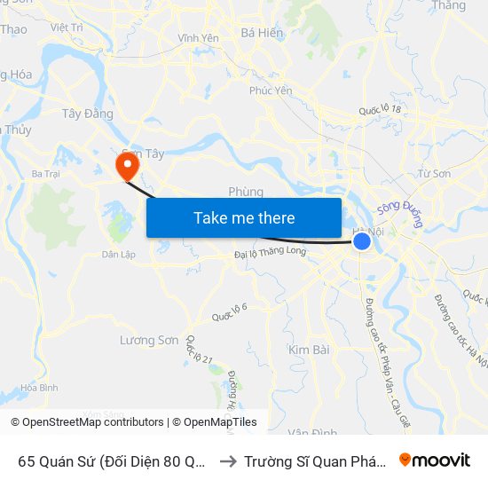 65 Quán Sứ (Đối Diện 80 Quán Sứ) to Trường Sĩ Quan Pháo Binh map