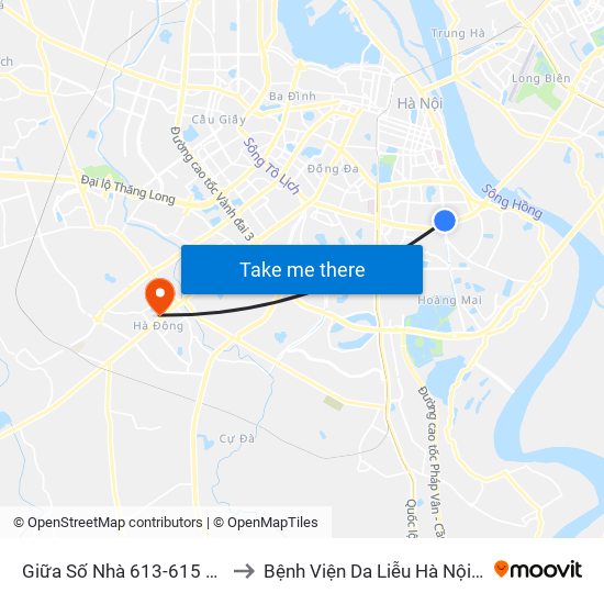 Giữa Số Nhà 613-615 Kim Ngưu to Bệnh Viện Da Liễu Hà Nội (Cơ Sở 2) map