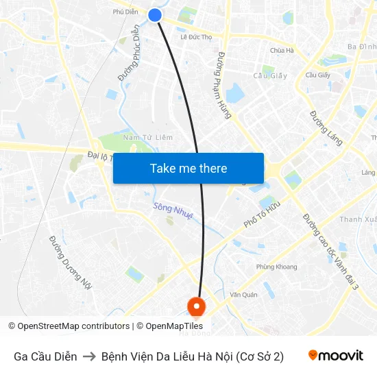 Ga Cầu Diễn to Bệnh Viện Da Liễu Hà Nội (Cơ Sở 2) map