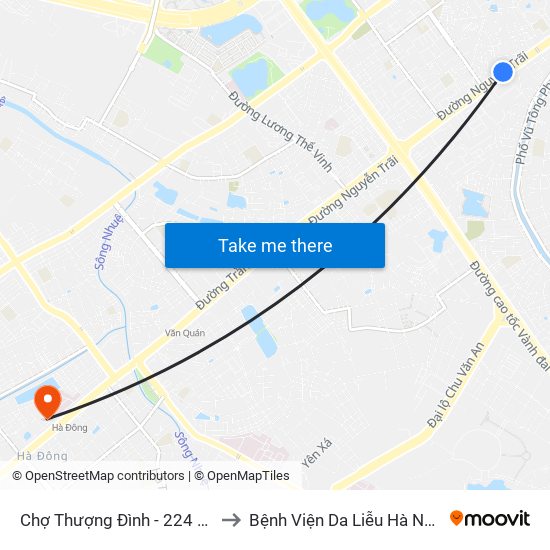 Chợ Thượng Đình - 224 Nguyễn Trãi to Bệnh Viện Da Liễu Hà Nội (Cơ Sở 2) map