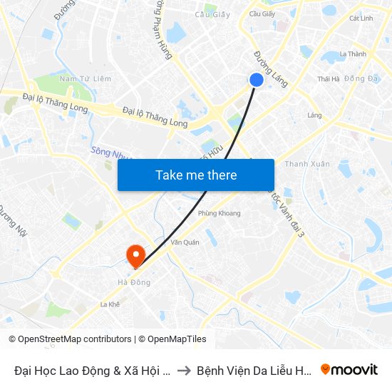 Đại Học Lao Động & Xã Hội - 43 Trần Duy Hưng to Bệnh Viện Da Liễu Hà Nội (Cơ Sở 2) map