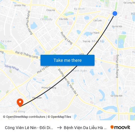 Công Viên Lê Nin - Đối Diện 35 Trần Phú to Bệnh Viện Da Liễu Hà Nội (Cơ Sở 2) map