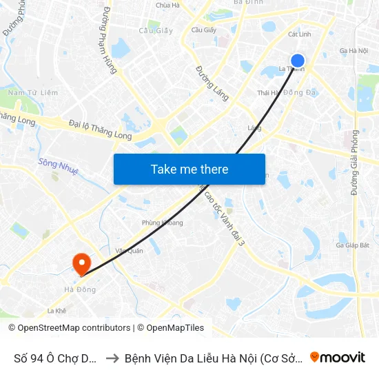 Số 94 Ô Chợ Dừa to Bệnh Viện Da Liễu Hà Nội (Cơ Sở 2) map