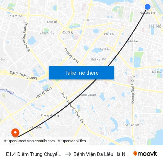 E1.4 Điểm Trung Chuyển Long Biên to Bệnh Viện Da Liễu Hà Nội (Cơ Sở 2) map