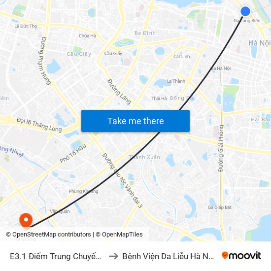 E3.1 Điểm Trung Chuyển Long Biên to Bệnh Viện Da Liễu Hà Nội (Cơ Sở 2) map